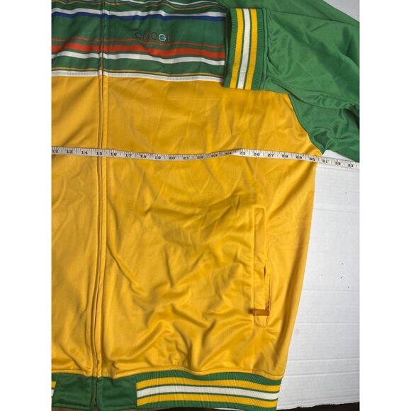 Vintage Coogi Mens 5XL Track Jacket Green & Yellow Striped Full-Zip retro - Picture 12 of 16